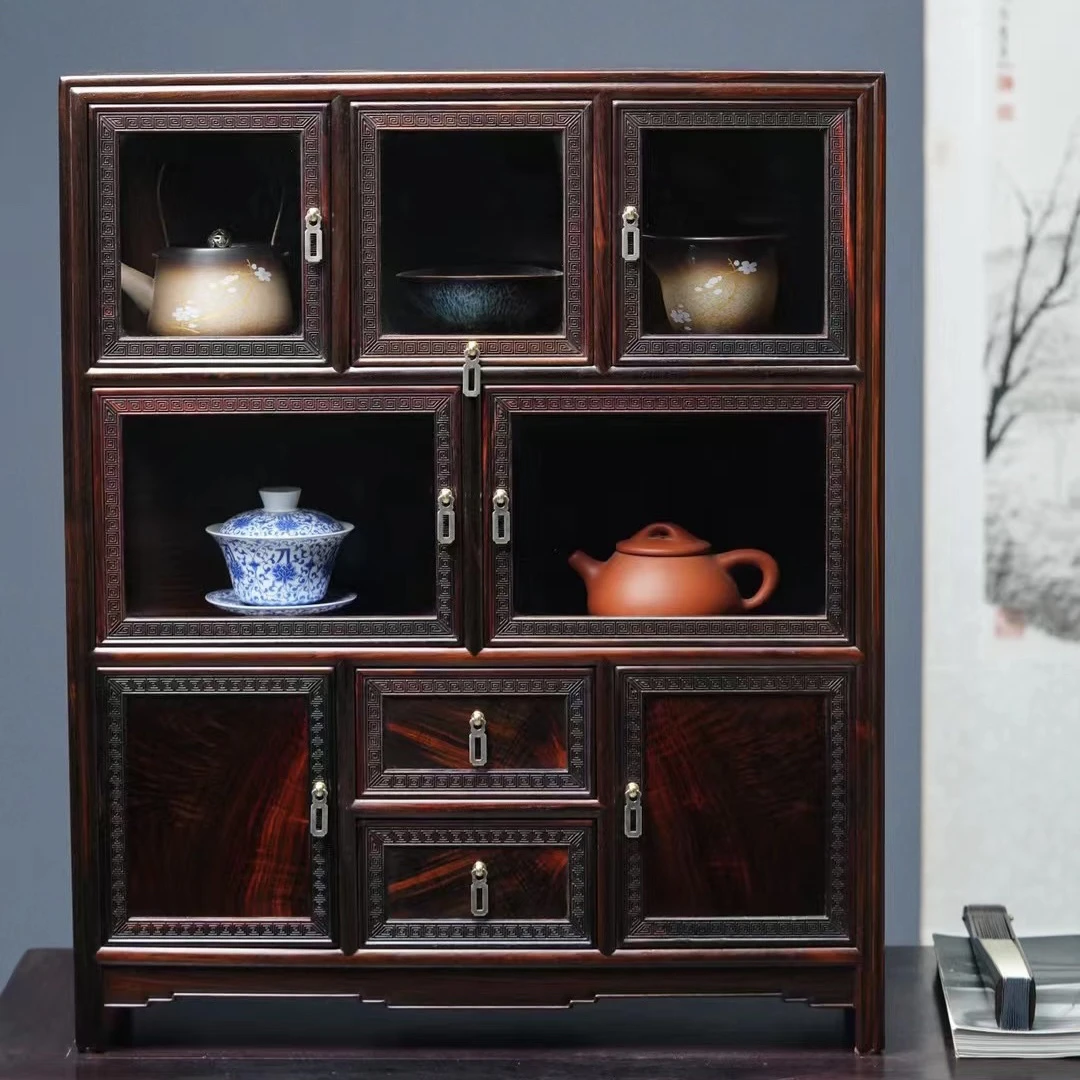 老挝大红酸枝玻璃展示收纳柜全独板榫卯结构