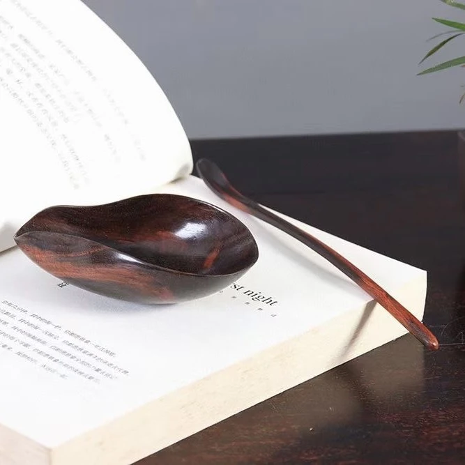 老挝大红酸枝一木掏空茶则11*6.5*3