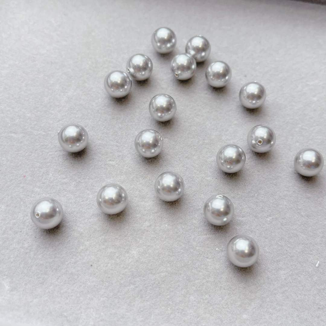5818半孔珍珠  001616浅灰  美甲钻华子 DIY奥钻耳钉 满58包邮！
