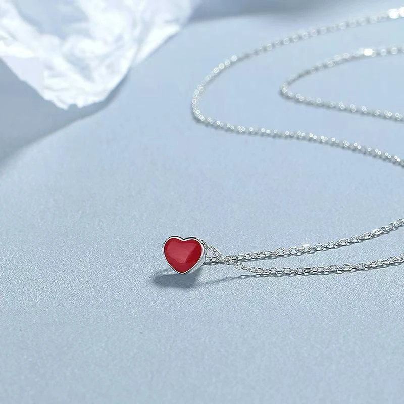 链子925银 屿希 简约轻奢坠链精致小众爱心锁骨链M0047