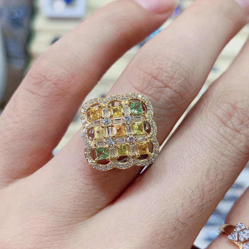 【闪购商品】彩色蓝宝石戒指银S925镶嵌
