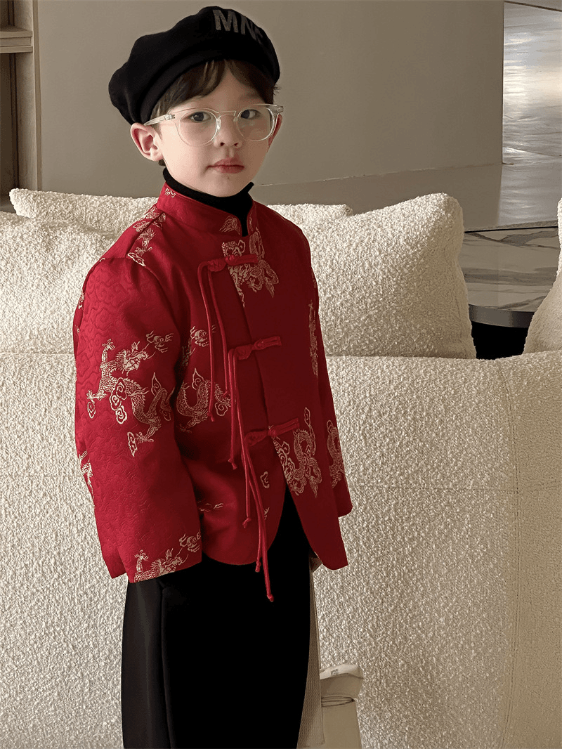 小ba西西童装2023新款儿童加厚唐装拜年服中国风古风年服套装