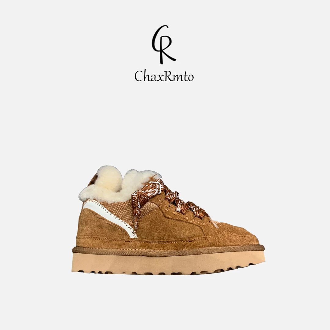 ChaxRmto 复古小众系带休闲鞋纯色鞋保暖厚底通勤鞋 斯斯SC1C2965