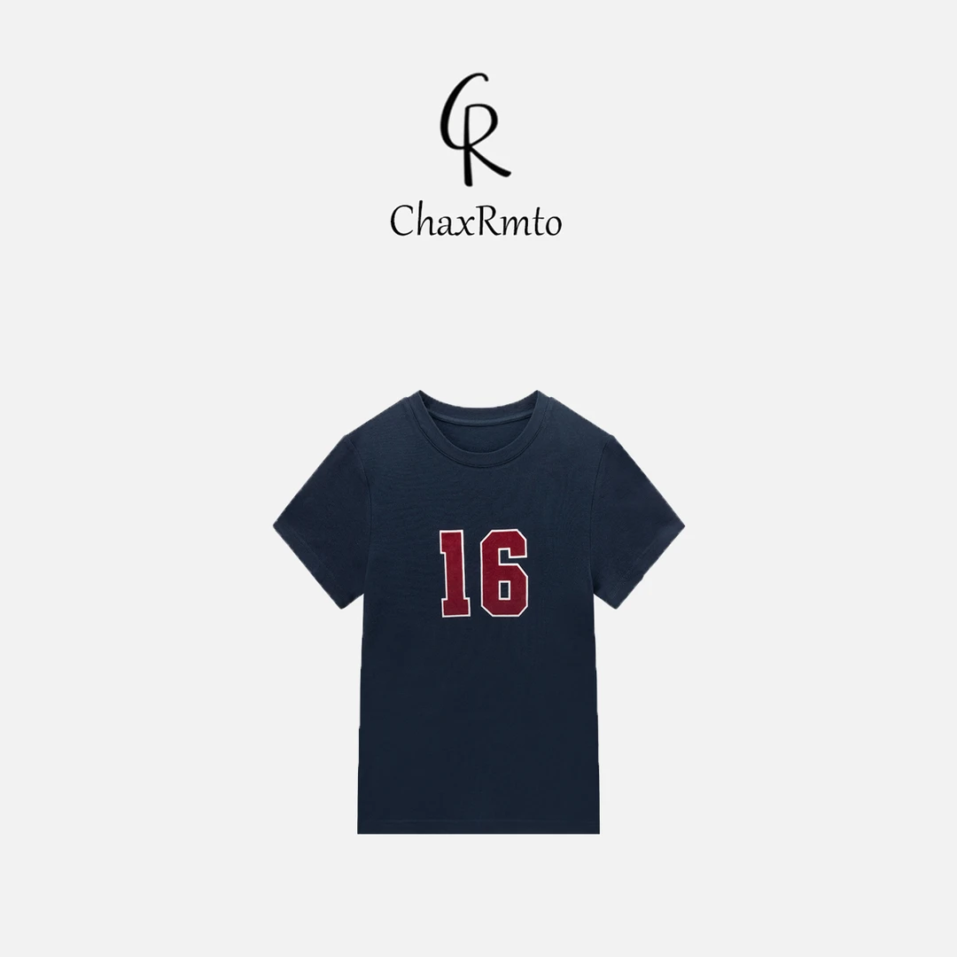 ChaxRmto 莱塞尔绵羊毛混纺时尚数字”16“百搭T恤 斯斯CC2B1226