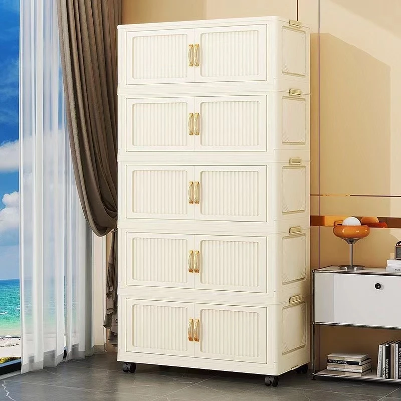 50cm正面竖纹收纳柜收纳箱多层玩具柜子储物柜零食柜厨房整理盒