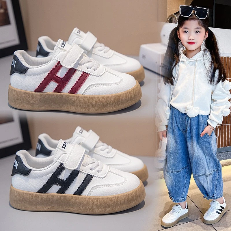 男童透气运动鞋女童低帮儿童新款软底休闲板鞋德训鞋百搭款小白鞋