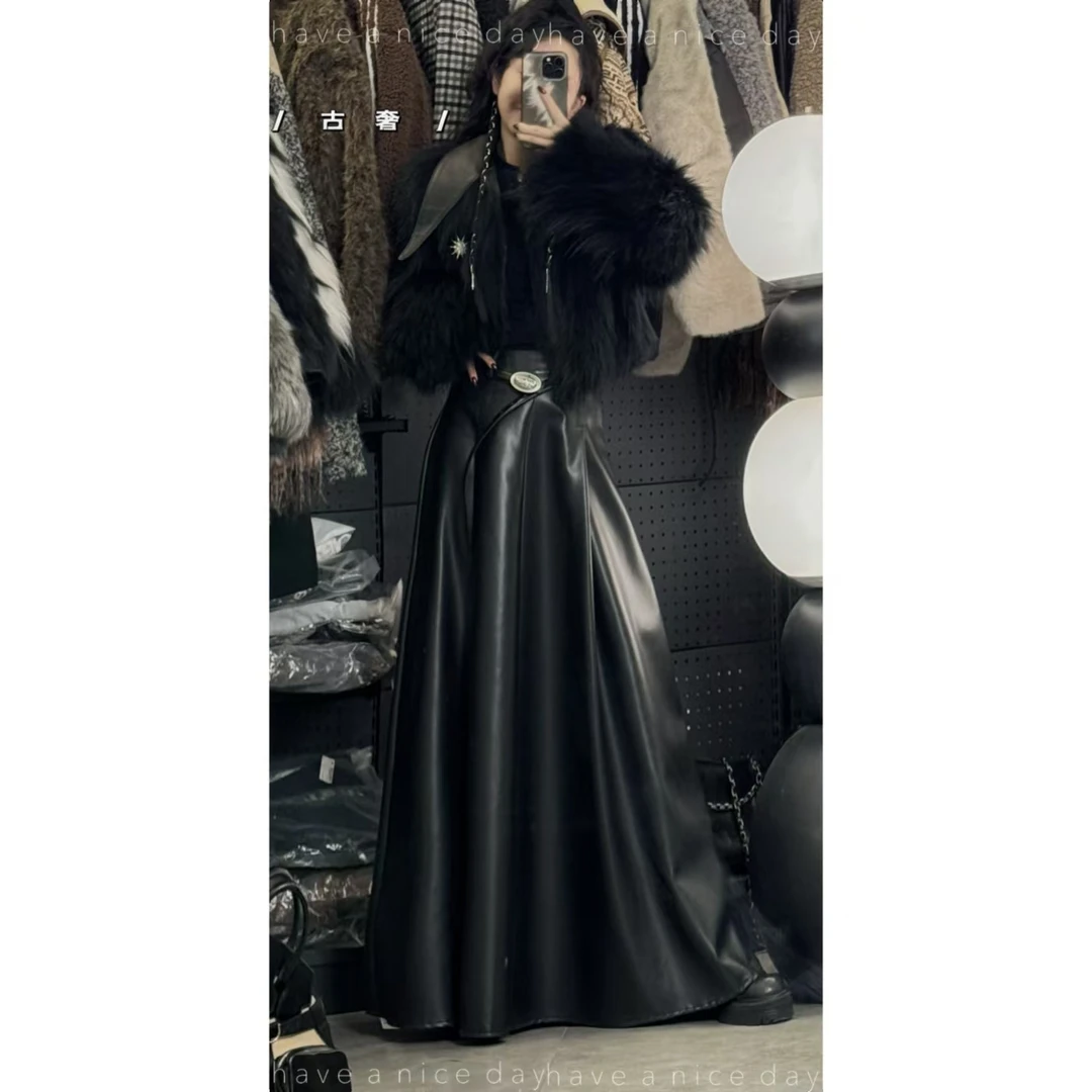 【赠胸针腰带】短款法式冬季毛毛外套气质女韩系氛围感半身裙套装