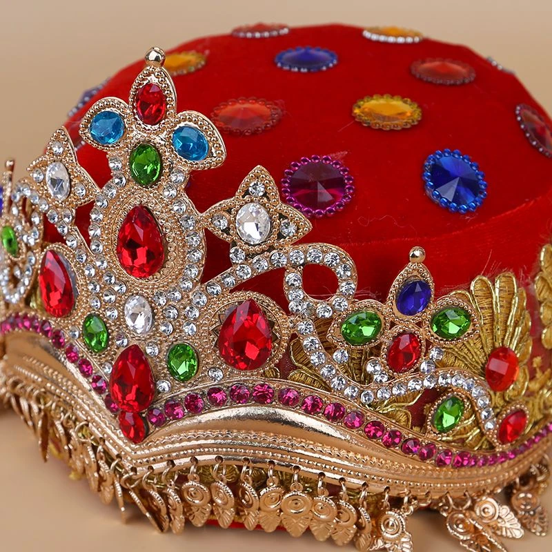 天山美翼新款手工新疆舞结婚旅拍新娘舞台古堡皇冠花帽重工烫钻款