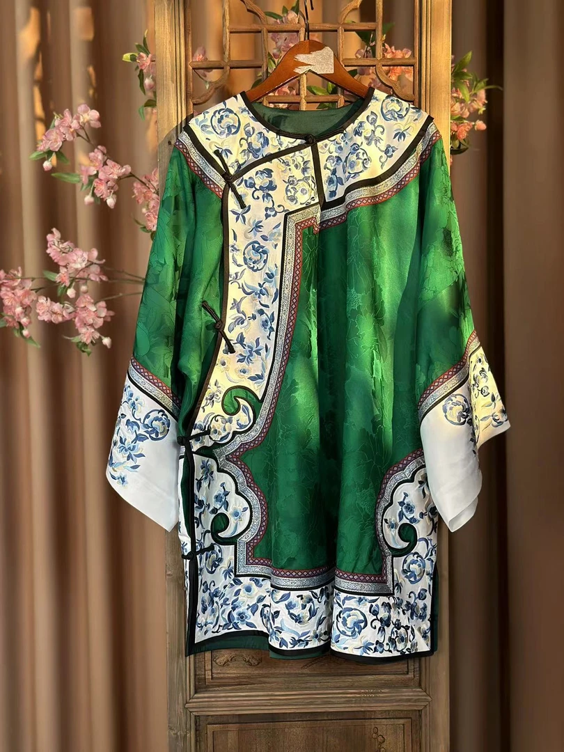 元旦清仓【绪青时】三禧司复古斜襟桑蚕丝刺绣上衣yn