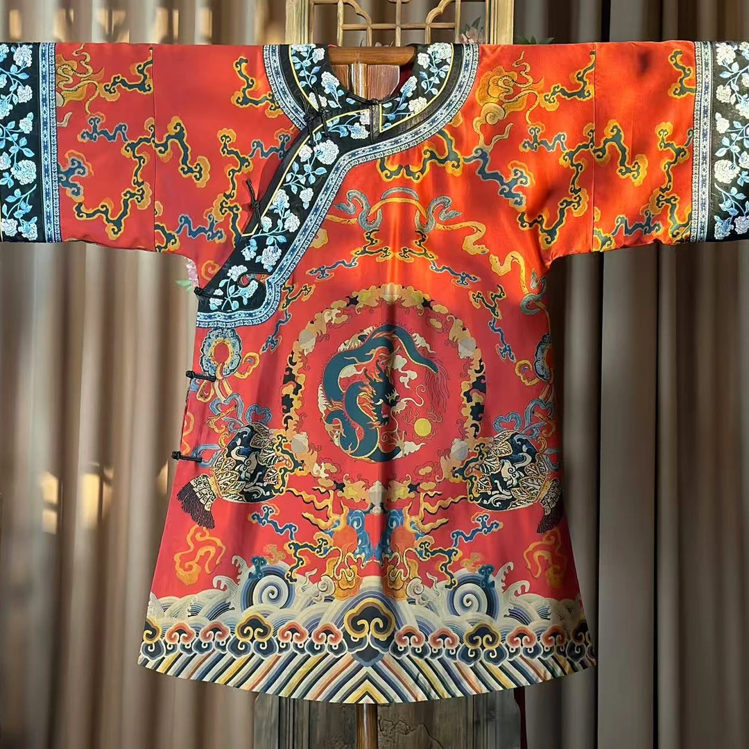 正芳春丨三禧司复古斜襟桑蚕丝依次序龙袍旗袍yn