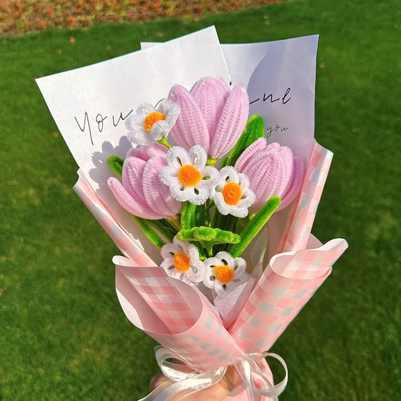 扭扭棒郁金香花束手工仿真花永不凋谢花送女礼物永生花仿真花成品