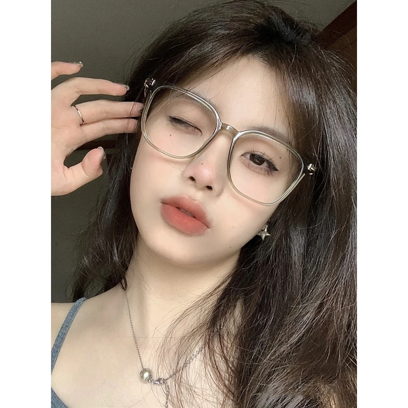 韩版潮ins风眼镜女近视可配度数镜片大框素颜眼镜框架圆脸显瘦款