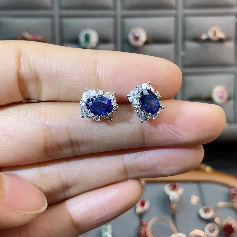 【闪购商品】蓝宝石耳饰银S925镶嵌