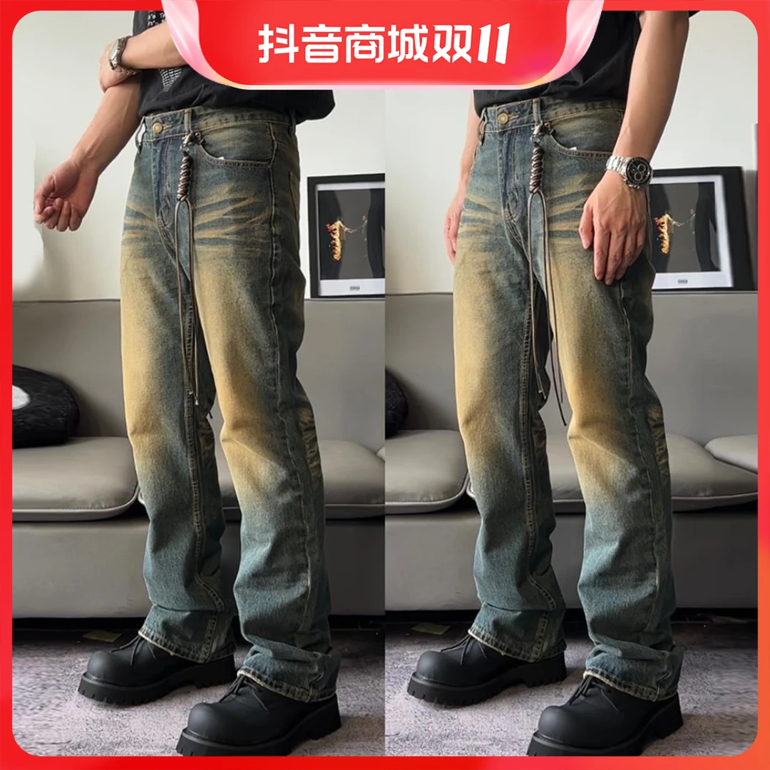 cleanfit复古vintage直筒宽松洗水做旧高街显高牛仔裤男牛仔裤子