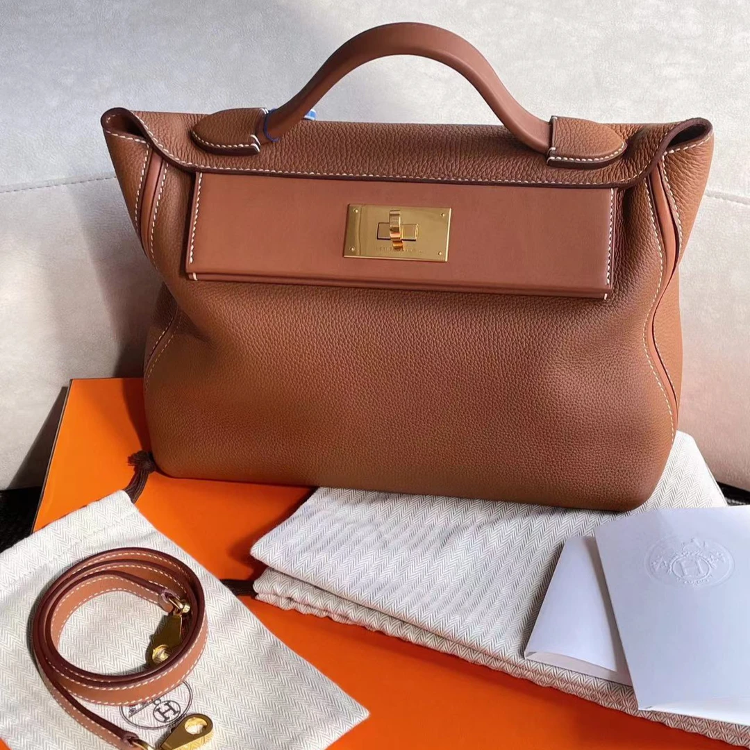 95新 Hermes/爱马仕 2424 金棕金扣29togo Y刻 JM12-0102