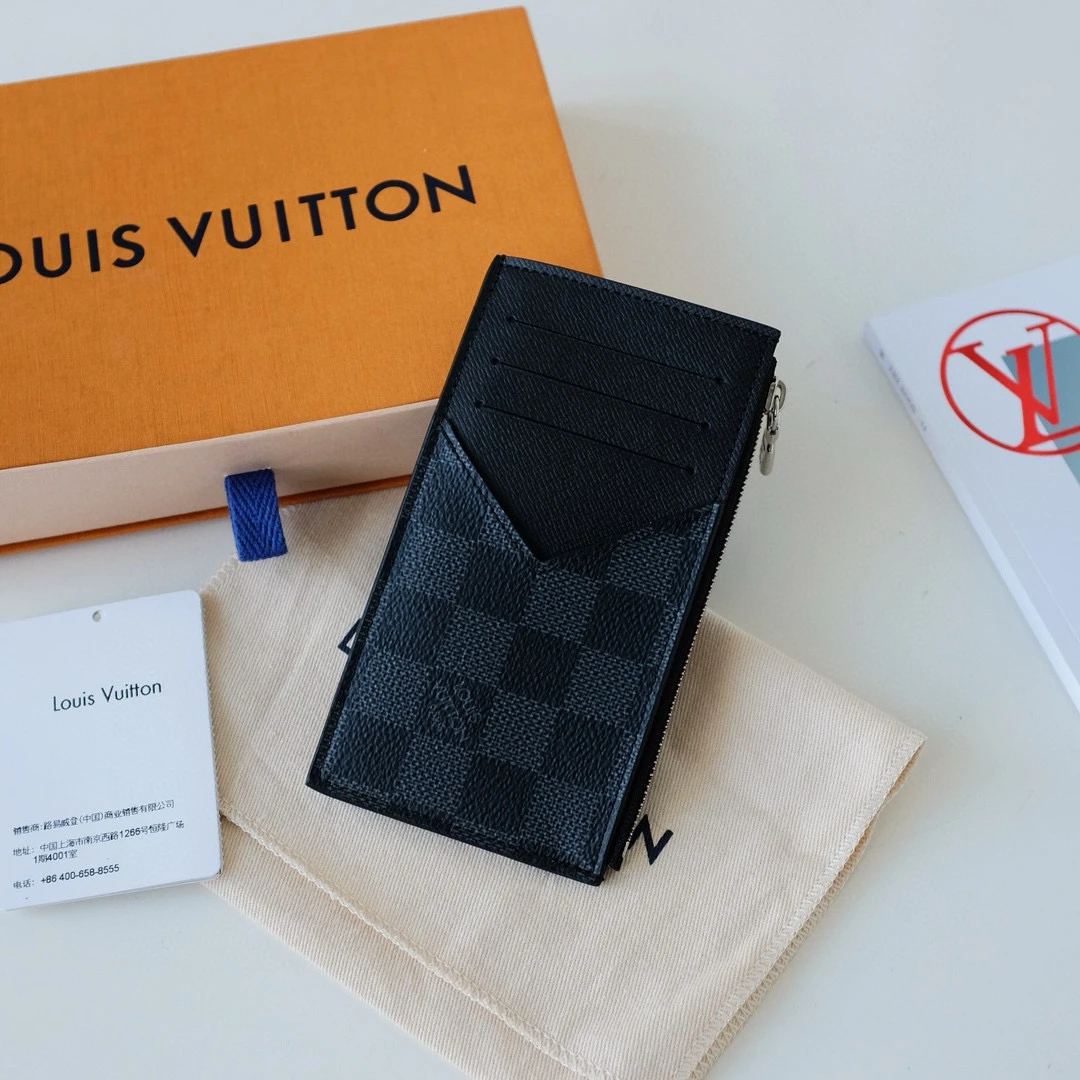 99新 LouisVuitton/路易威登 黑色棋盘格卡包 jm2-5512