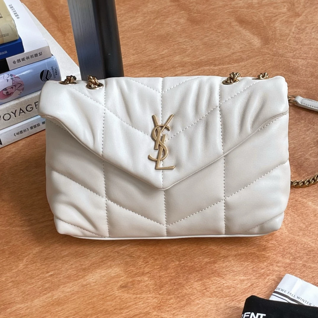 99新 YSL/圣罗兰 YSL mini puffer泡芙白色全新TH60-0001