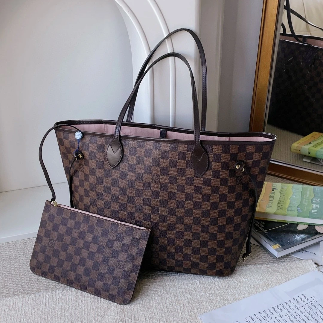 99新 LouisVuitton/路易威登 棕棋盘格neverfull中号 CJM10-1069