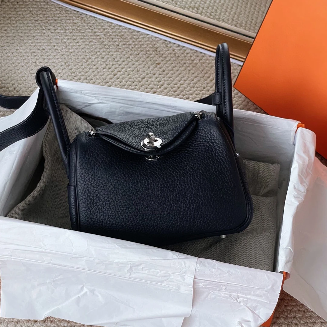 99新 Hermes/爱马仕 mini lindy水冰蓝3y U刻 CG6-0097