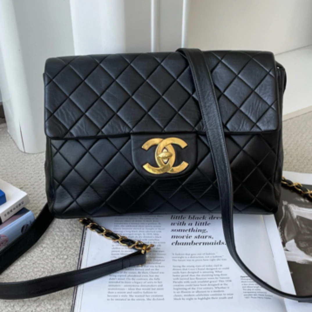 99新 Chanel/香奈儿 黑金中古双肩包BJM2-6825