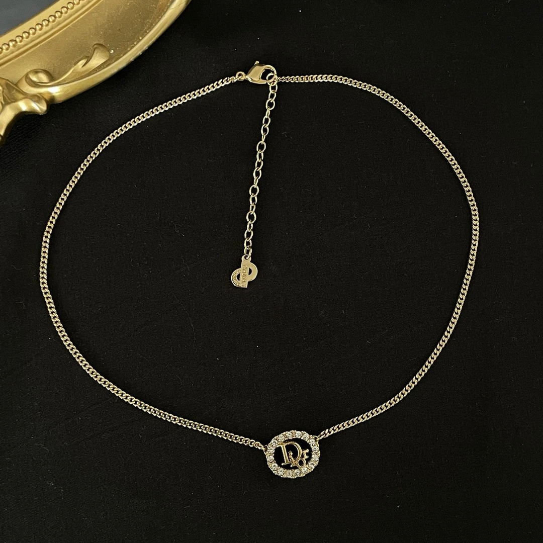 99新 DIOR/迪奥 圆形水钻镂空字母项链 jm11th51-0067