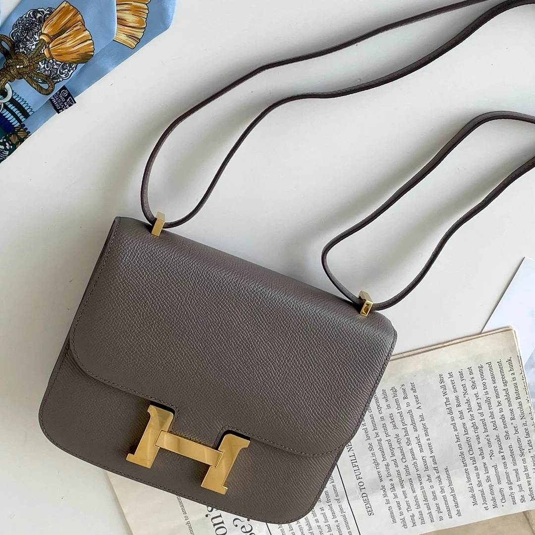 95新 Hermes/爱马仕 康康19 锡器灰Z刻 E皮金扣 JM7-1674