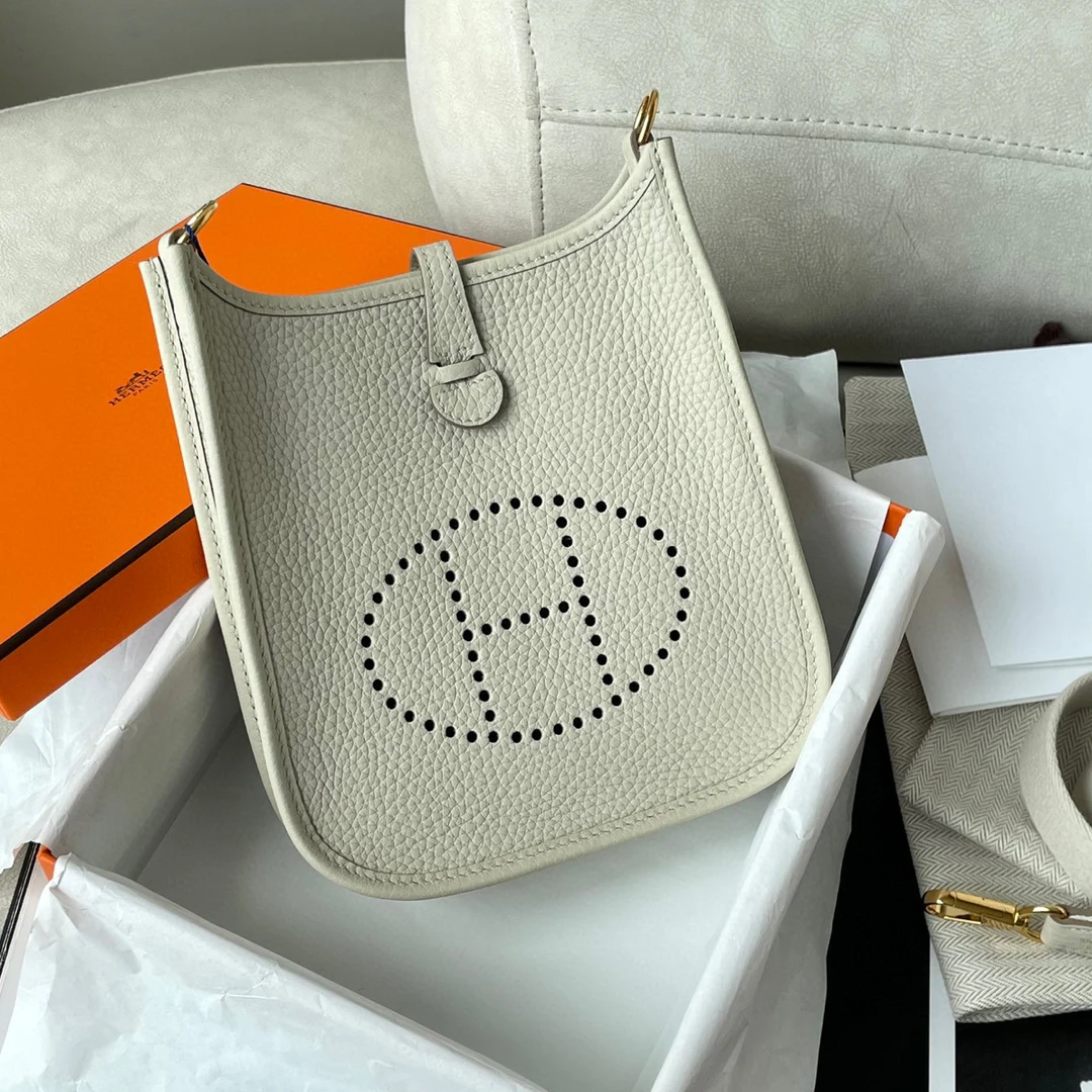 99新 Hermes/爱马仕 冰川白金扣evelyne16 mini BJM12-0900