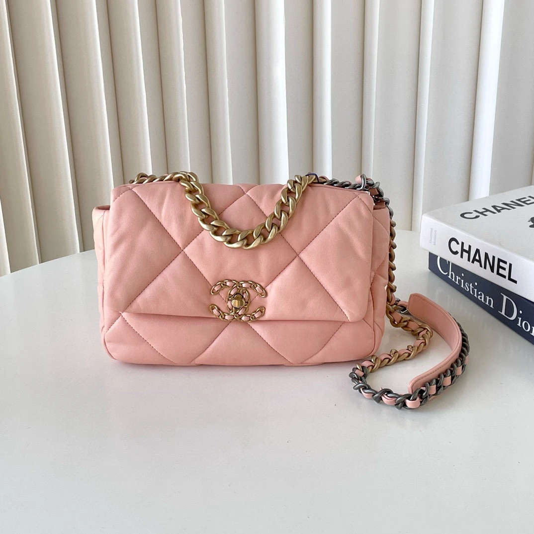 99新 Chanel/香奈儿 19 bag 粉色斜挎包 JM3A-0002