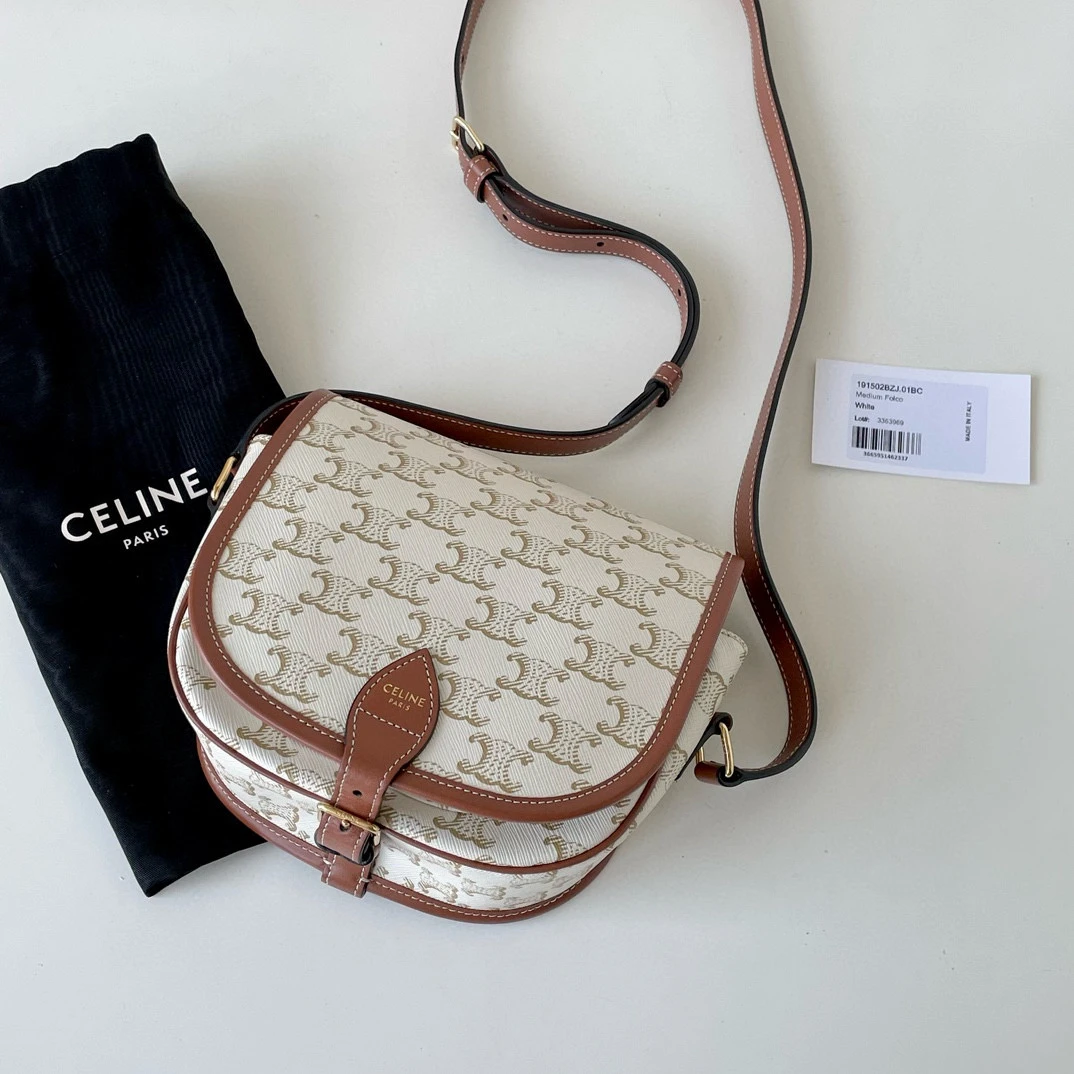 99新 Celine/思琳 白老花马鞍包jm2-5355
