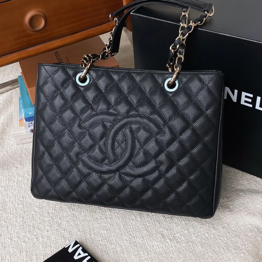99新 Chanel/香奈儿 黑金荔枝牛GST链条包 CJM10-1213