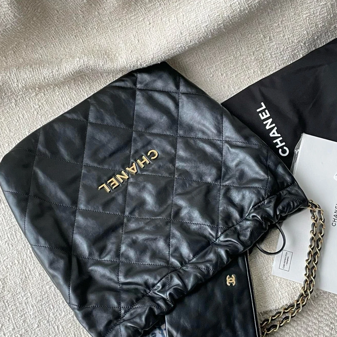 99新 Chanel/香奈儿 黑金中号22bag jm2-6242