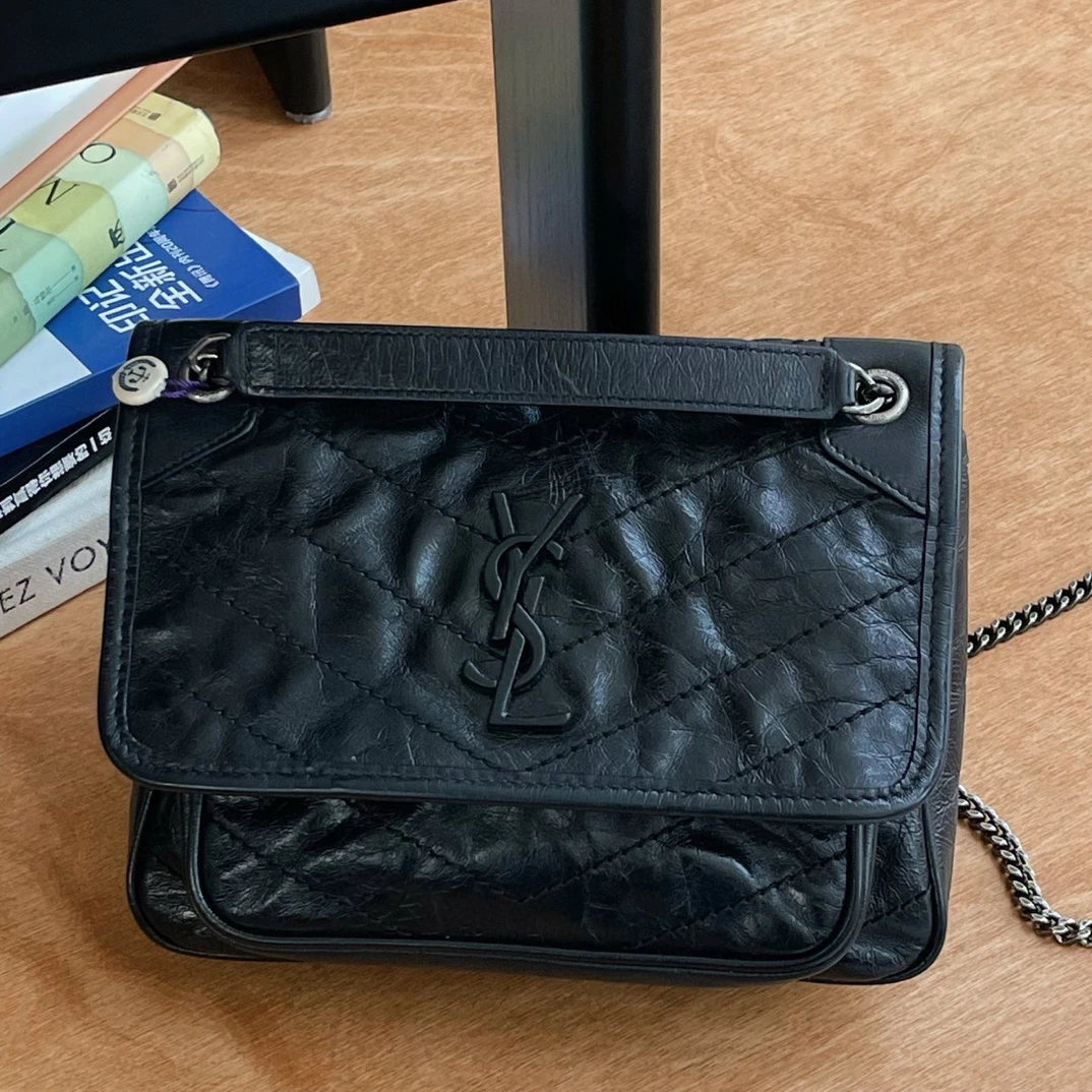 99新 YSL/圣罗兰 niki黑色小号非D扣 B8767