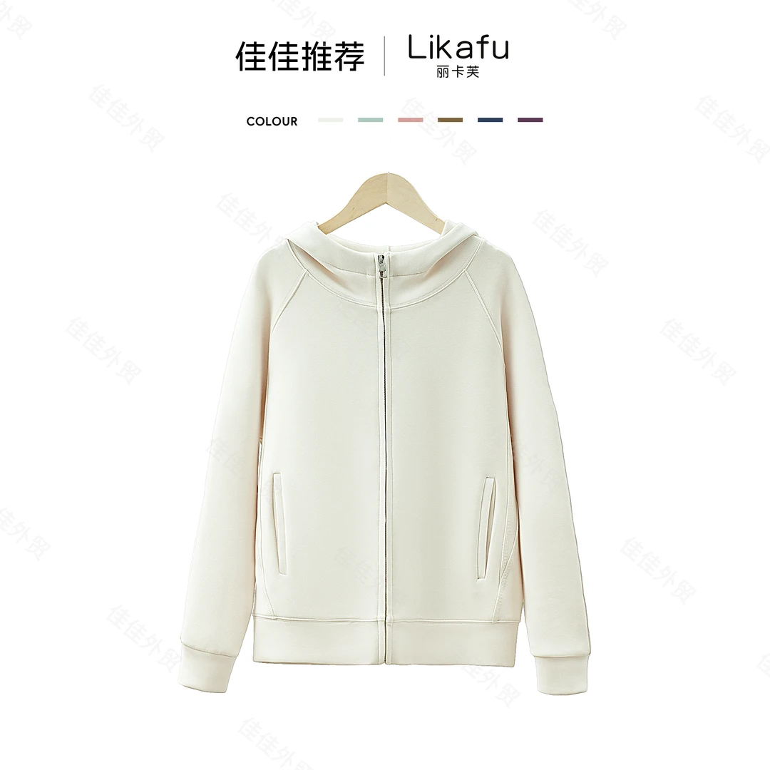 "长绒棉“春季纯色简约时尚休闲隐形拉链外套女款7735