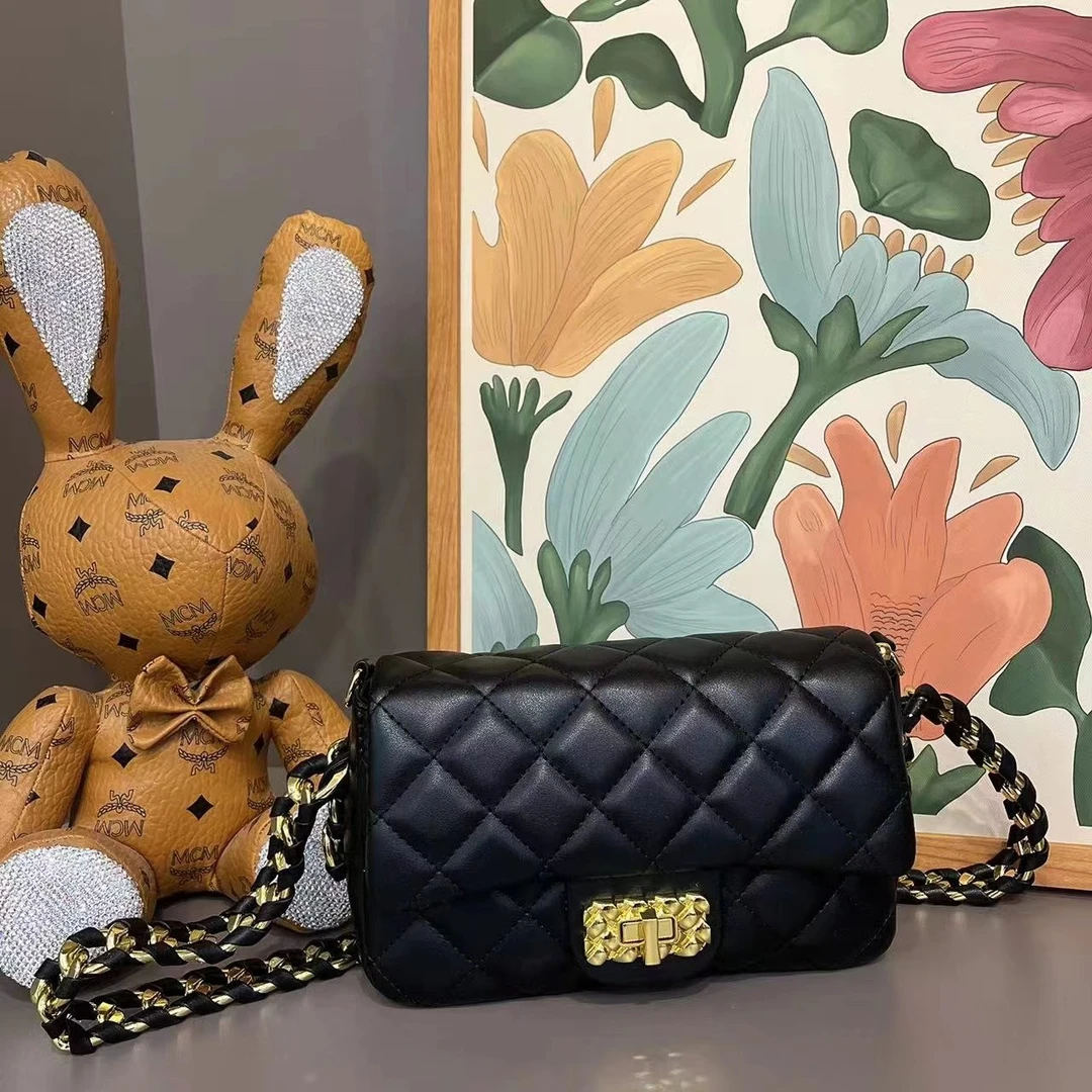 SS.studio/双双：定制黑色金链条轻奢时尚菱格百搭链条包