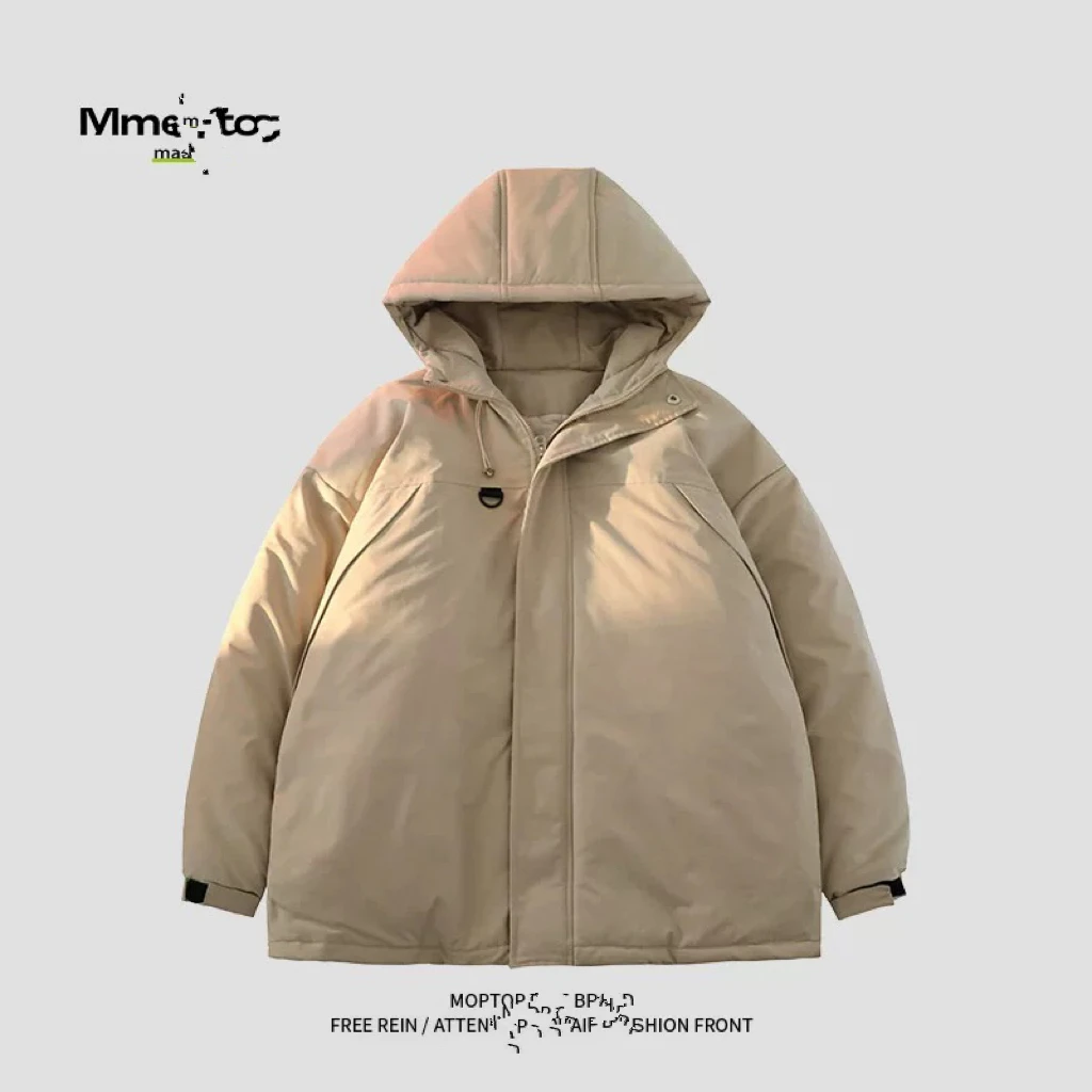 冬季纯色复古连帽冲锋衣棉服情侣款