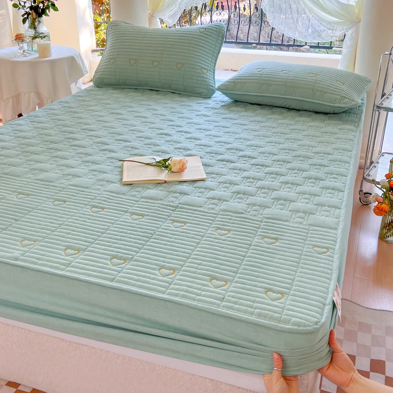 2023纯棉夹棉床笠单件春夏季席梦思床垫保护套简约防滑固定床罩