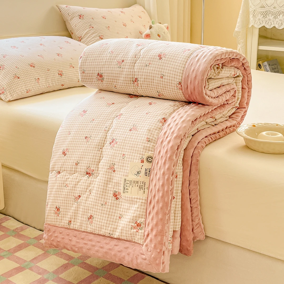 A类母婴级全棉豆豆被冬季加厚印花被子被芯单双人学生宿舍可机洗