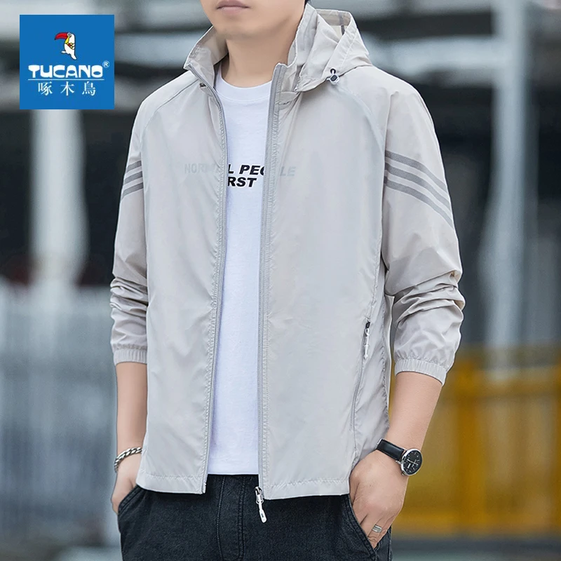 啄木鳥男装UPF50+防晒衣户外夏季冰丝连帽薄休闲防紫外线上衣