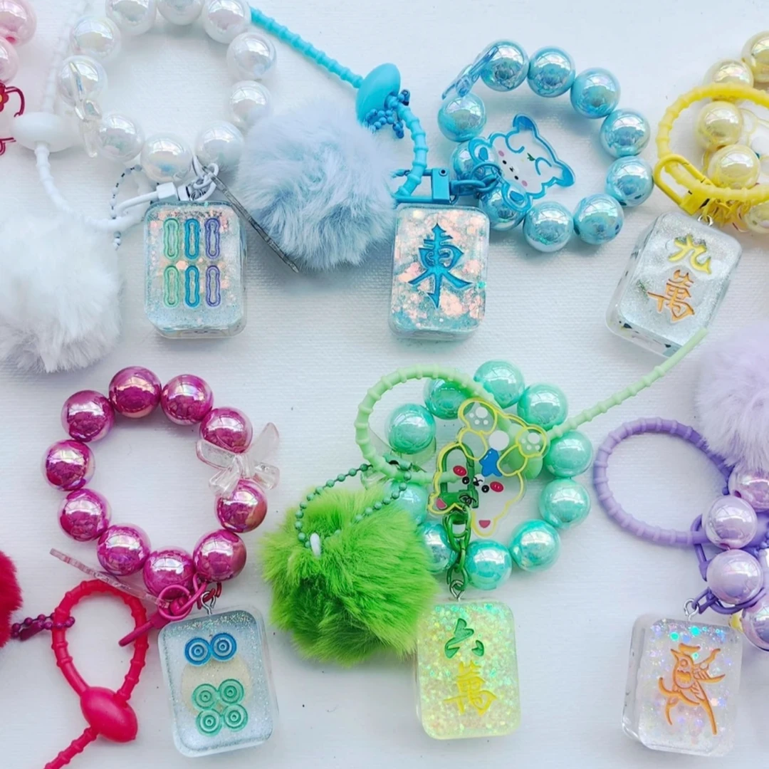 纯手工爆闪公仔滴胶麻将人鱼姬珠珠精美挂件