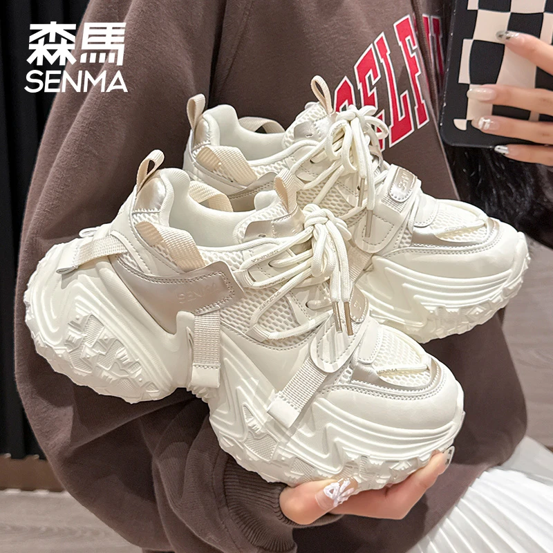 SENMA/森马厚底老爹鞋女冬季炸街显脚小2024新款增高休闲运动鞋子