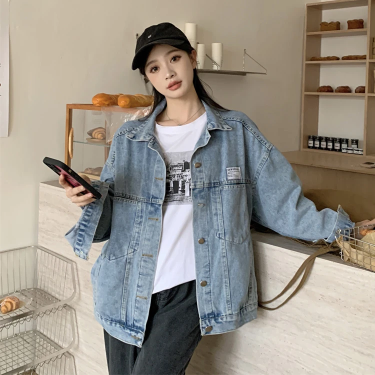 入秋穿搭休闲复古水洗牛仔外套女设计感洋气百搭长袖外搭上衣潮流