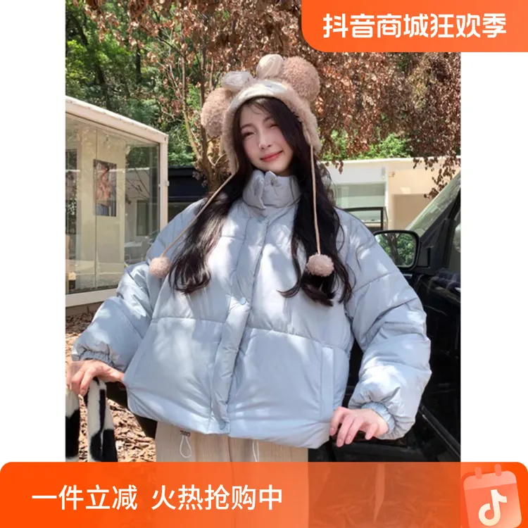 小个子立领短款羽绒棉服女冬季新款设计感百搭加厚面包服棉衣外套