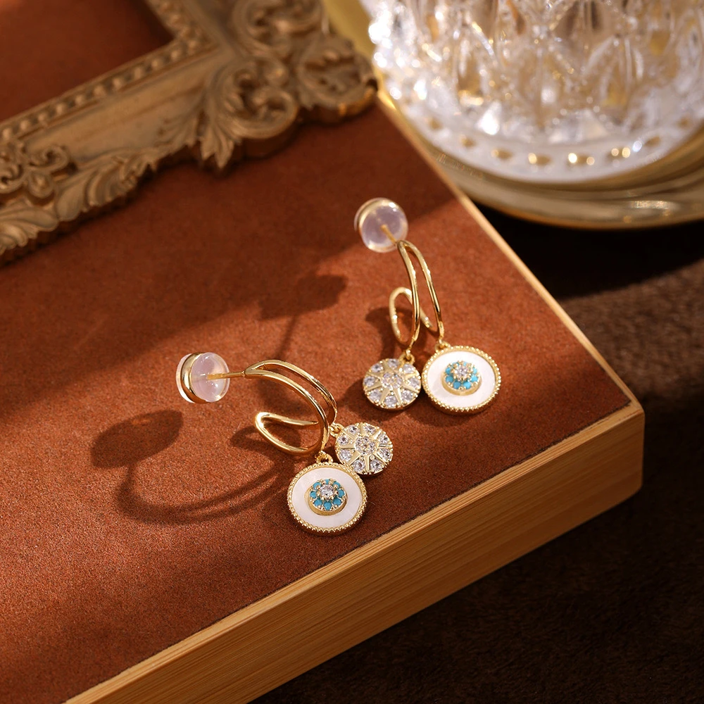 铜合金珐琅耳饰 1509【海的女儿耳饰】♠轻奢耳饰系列