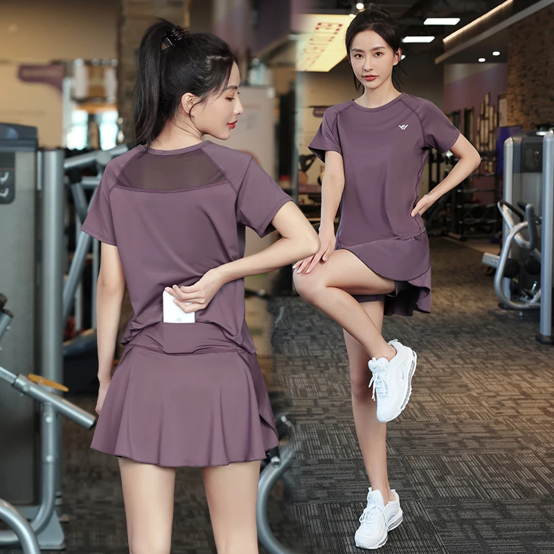 户外休闲跑步运动套装夏天透气健身服装女时尚薄款速干两件套1228