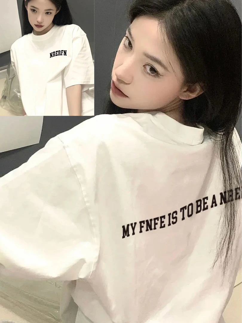 FNFE纯棉220克男女同款 909 宽松版港风夏季短袖t恤韩版潮ins上衣