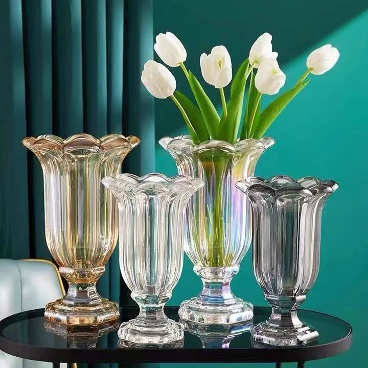 欧式古典罗马风灯创意高颜值网红水晶玻璃花瓶鲜花插花装饰品摆件