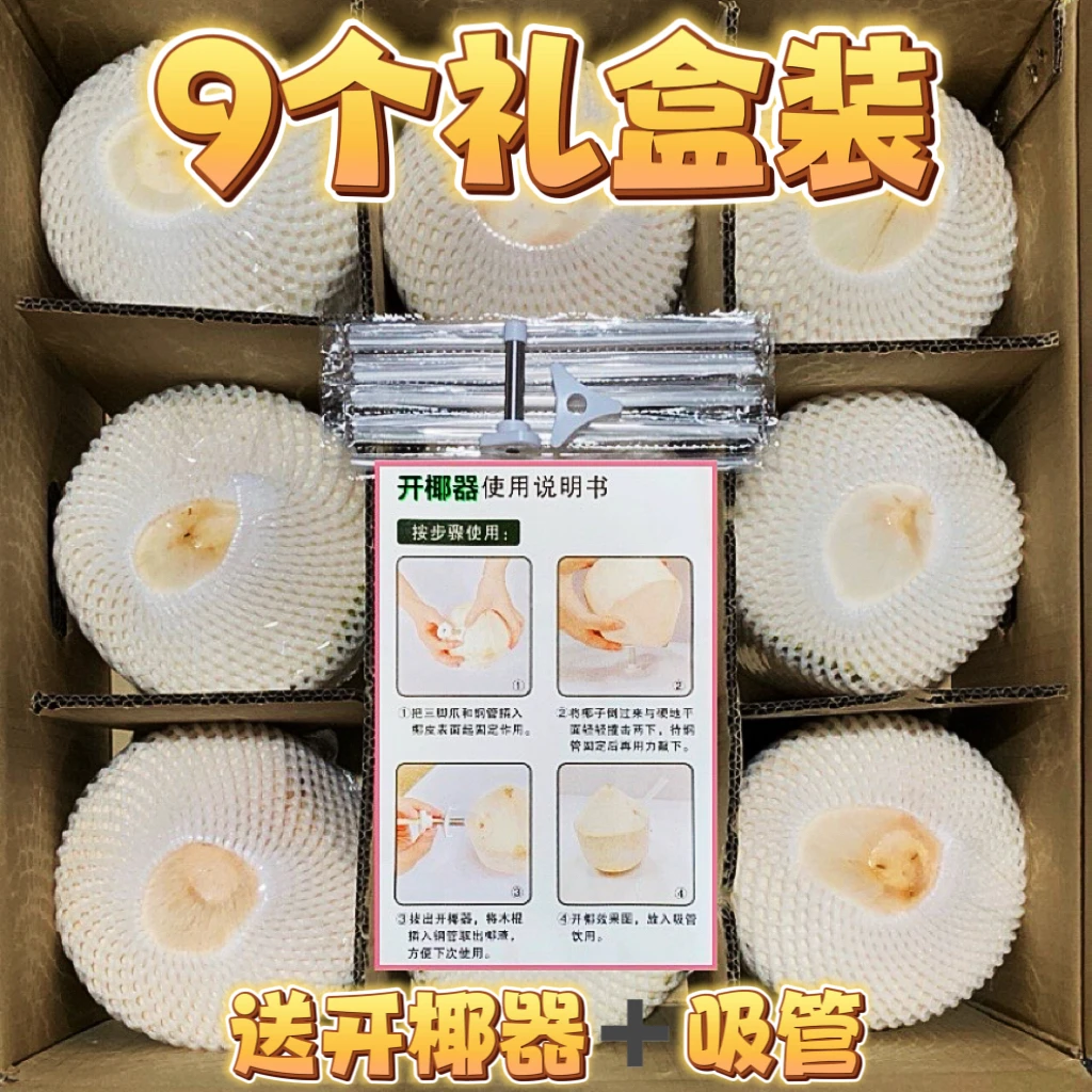 【孕反孕早】9个正宗海南文昌椰青新鲜孕妈妈水果椰子产地现摘直发