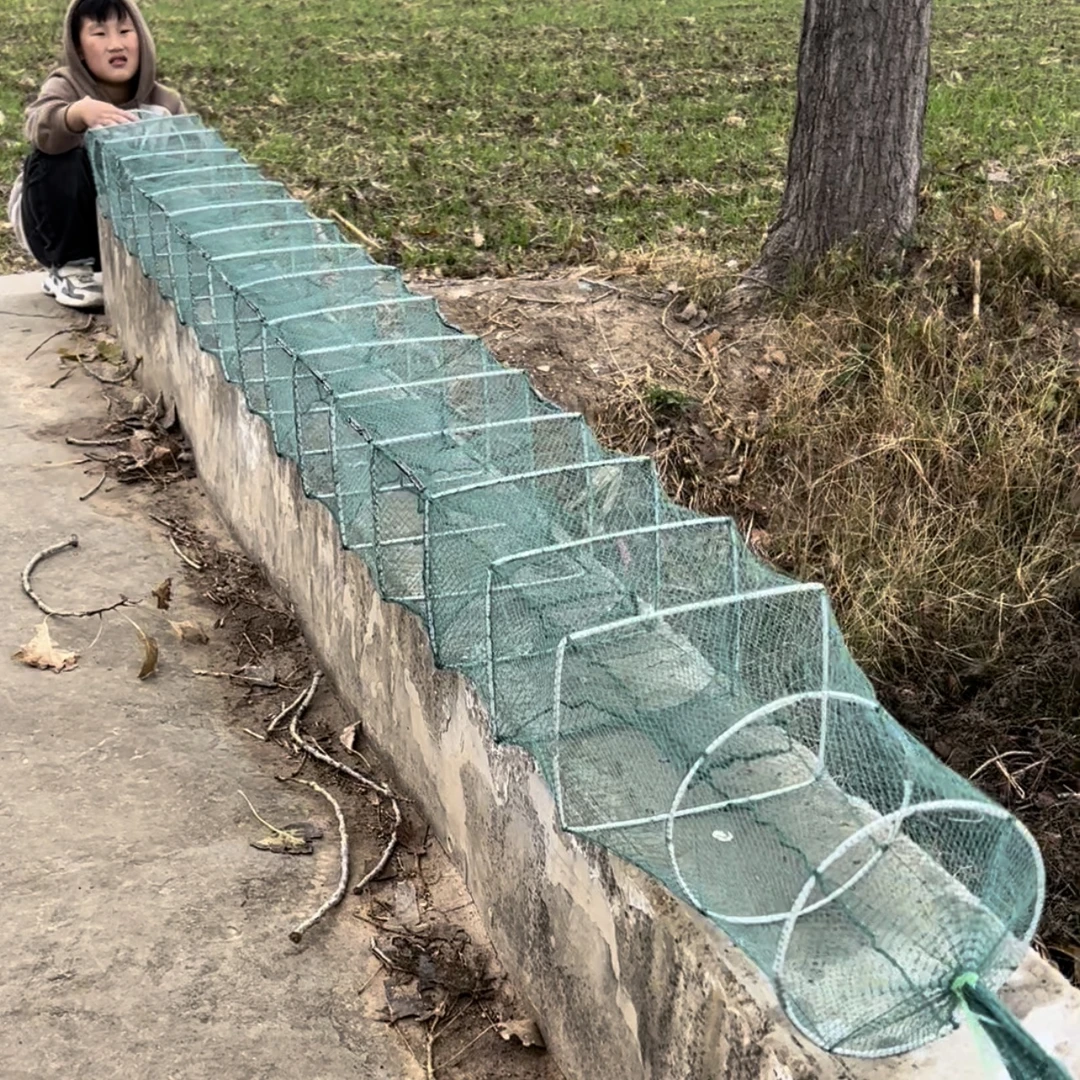 加重全缝有结网19节4米13门20x25虾米泥鳅鱼笼2条