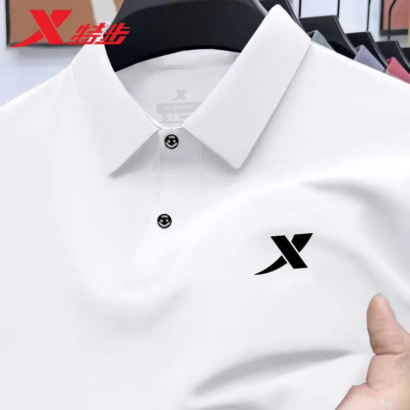 特步短袖男士polo衫翻领冰丝速干T恤夏季透气官网旗舰商务保罗衫
