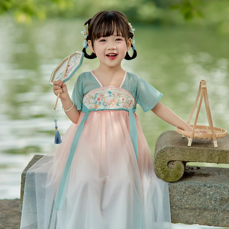 萌乎【知夏】爆款女童小女孩襦裙汉服唐装爆款童装裙子-232715
